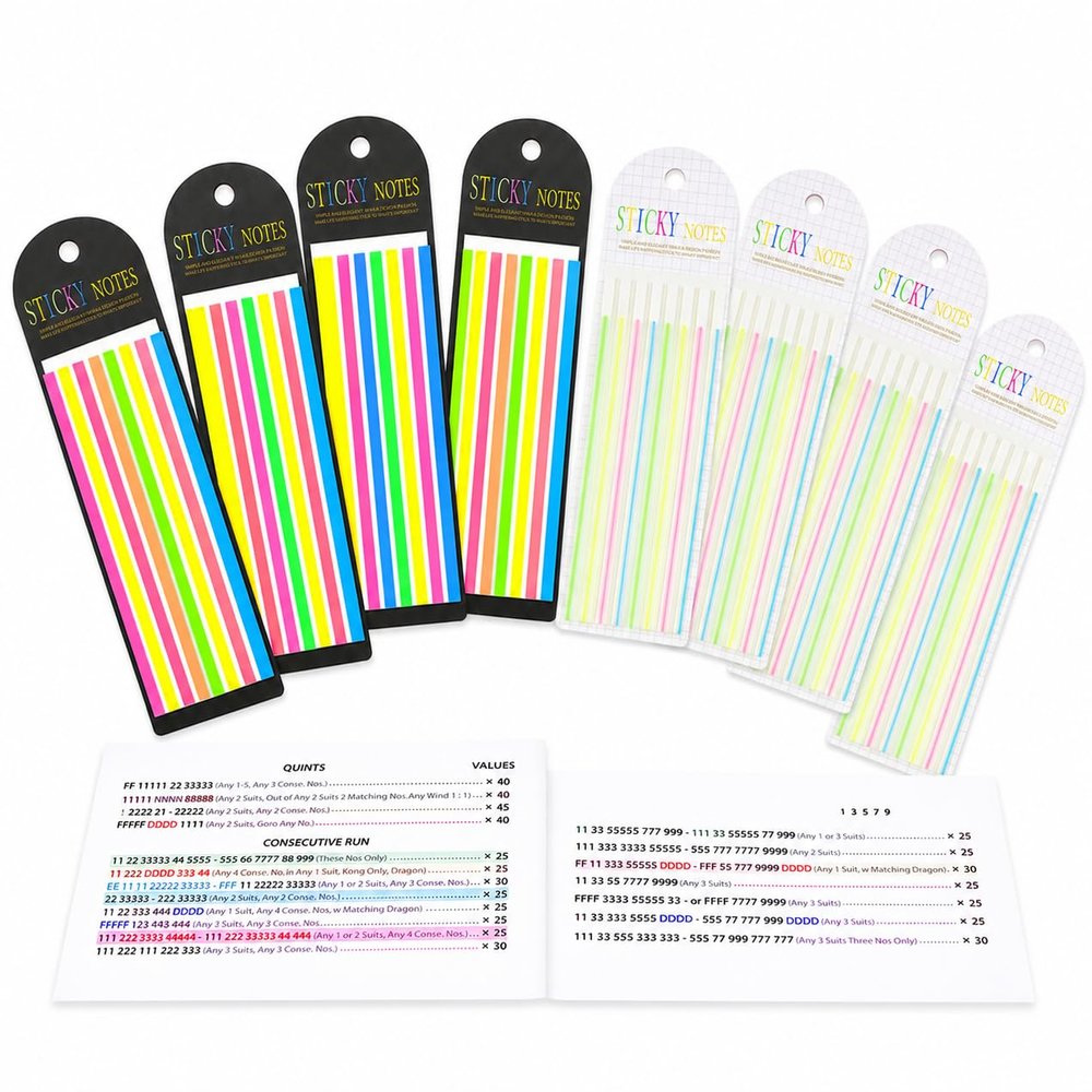 Xieyiwei 1280PCS Mahjong Line Finder Tape, Transparent Writable Card Tabs, Reusable No Residue Stickers for Beginners & Players, Mahjong Rule Reader Strategy Aid