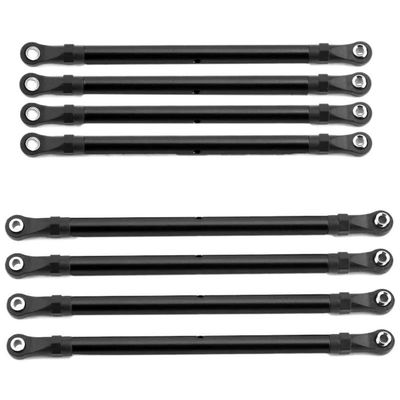 8 PCS Aluminum Alloy RC Link Rod Linkage Set 313MM Wheelbase for 1/10 AXIAL SCX10 90046 TRX4 RC Crawler Car Accessories(Black)