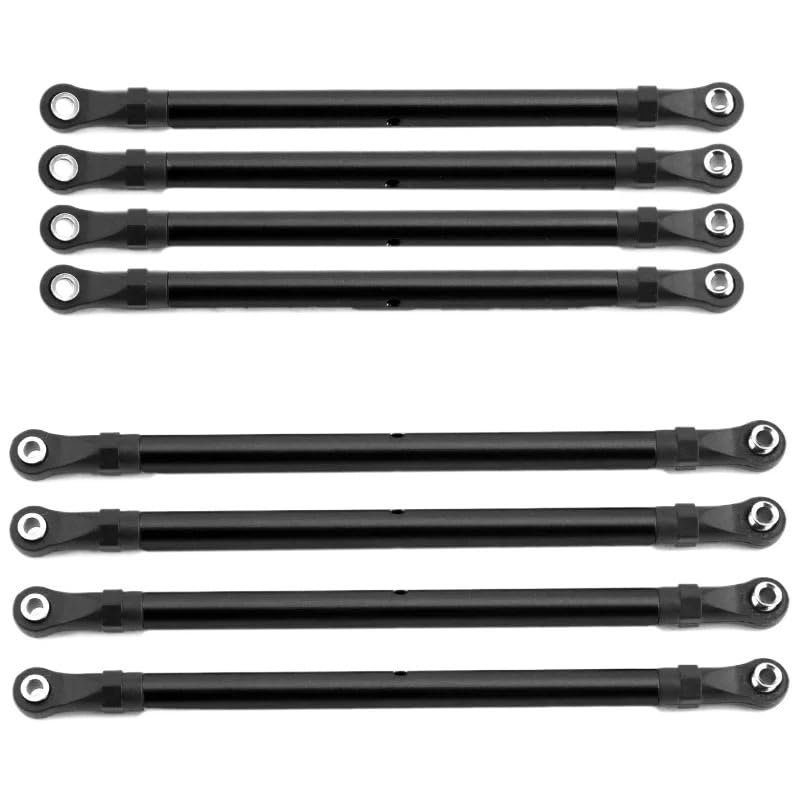8 PCS Aluminum Alloy RC Link Rod Linkage Set 313MM Wheelbase for 1/10 AXIAL SCX10 90046 TRX4 RC Crawler Car Accessories(Black)