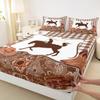Erosebridal Brown Cowboy Sheet Set Western Twin Sheets Set for Toddler Boys,Horse Groovy Rustic Disco Boots and Hat Cap Farmhouse Fitted Sheet,Boys Western Decor for Home view 3