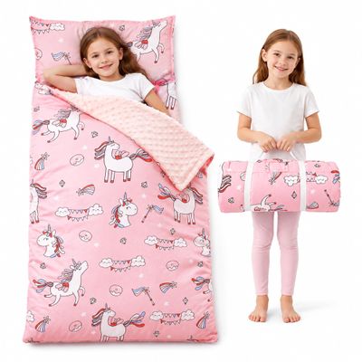 Bunnikins & Clover Unicorn Toddler Nap Mat for Daycare, Kids Slumber Bag