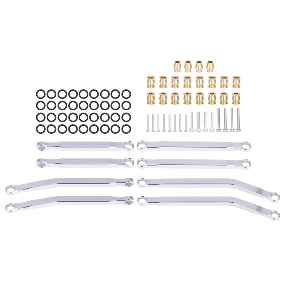 RC Car Accessories Compatible with AXIAL for Wrangler for JLU 1/30 RC Crawler Car Modification Parts Accessories Front Rear High Clearance Link Rods Set(Silver)