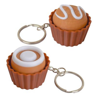 2Pcs Cute Dessert & Chocolate Shaped Fidget Keychain Clicker Toy - Portable Clicky Fidget, Anxiety Relief Sensory Toy for Adults, Portable Gift Set (Cake A)
