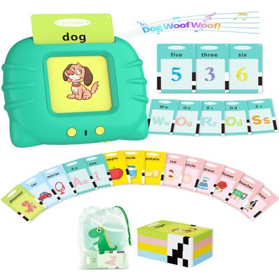 Aullsaty Talking Flash Cards for Toddlers 1-5 Years Old, Upgraded 536 Sight Words with 6 Songs Montessori Autism Sensory Toys, Educational Learning Speech Therapy Birthday Gifts for Boys Girls (Green)