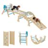 Festisoul 4 in 1 Toddler Climbing Toys Indoor, Wooden Climbing Triangle Set with Ramp and Arch, Jungle Gym for Toddlers 1-3, Baby Climbing Structure, Blue view 1