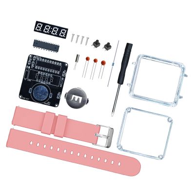 Pjeghbvop LED Wristwatches Kits Includes Circuit Board Straps Parts Creative Soldering for Educational Activity Adults LED Electronic Clock Kits