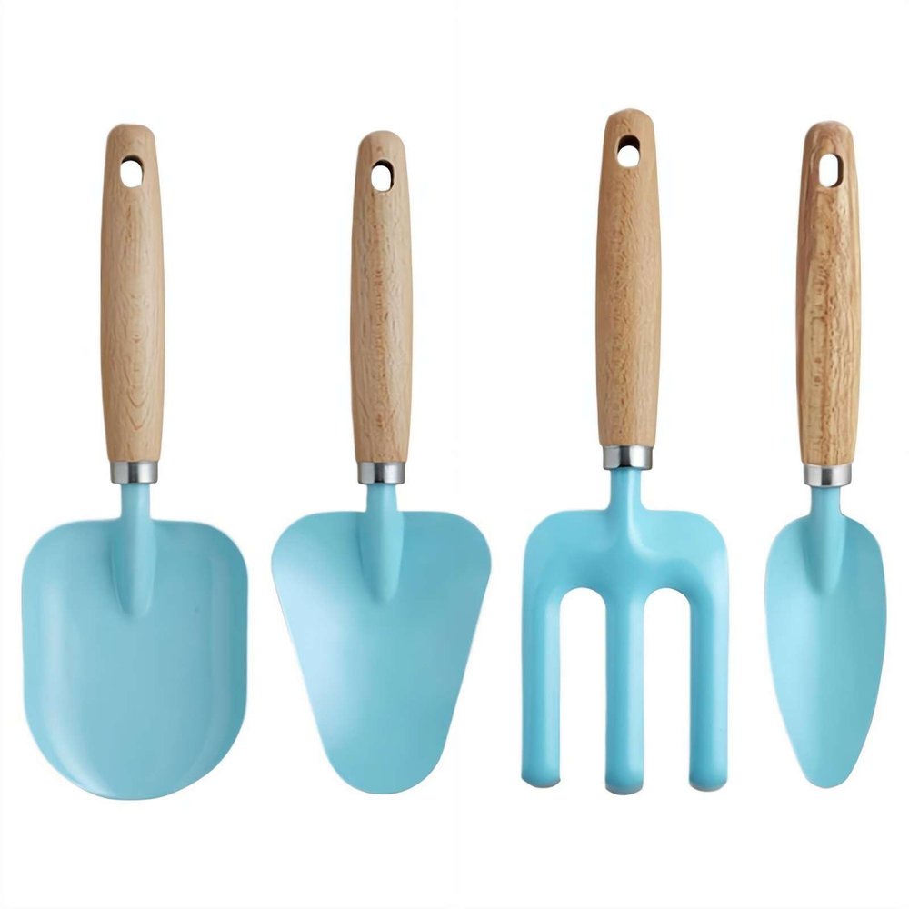 Kids Gardening Tools Set with Sturdy Wood Handles,Children Garden Shovels and Hand Rake for Boys and Girls,Safety Rounded Edges Outdoor Planting Toys for Toddler Backyard Activities