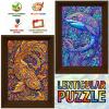 Lenticular Puzzles for Adults, 2 in 1 Dynamic Animals Puzzles, Flip, and Gradient Visual Puzzle with Challenging and Fun, Unique Gift Idea for Women Men, 6.8 in. * 8.8 in Carp and Shark Puzzle view 4