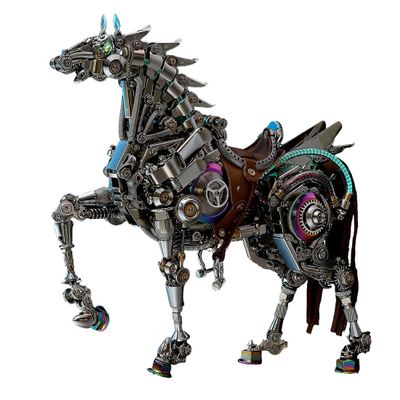 3D Metal Puzzle for Adults, Steampunk Mechanical Horse DIY Assembly Sculpture with Movable Joints, Collectible Desk Art Display Gifts for Fathers Day(1500+PCS)