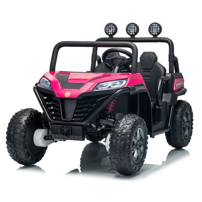 24V Ride on Car, 2 Seat Off-Road UTV Ride on Toys for Big Kids Aged 3-8, 4WD Electric Car, 4X100W Powerful Motors, Max 5MPH, w/Remote Control, Shock Absorbers, Bluetooth, Music, Led Light (Pink)