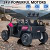 24V Ride on Car, 2 Seat Off-Road UTV Ride on Toys for Big Kids Aged 3-8, 4WD Electric Car, 4X100W Powerful Motors, Max 5MPH, w/Remote Control, Shock Absorbers, Bluetooth, Music, Led Light (Pink) view 2