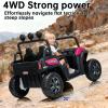 24V Ride on Car, 2 Seat Off-Road UTV Ride on Toys for Big Kids Aged 3-8, 4WD Electric Car, 4X100W Powerful Motors, Max 5MPH, w/Remote Control, Shock Absorbers, Bluetooth, Music, Led Light (Pink) view 3