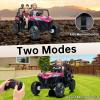 24V Ride on Car, 2 Seat Off-Road UTV Ride on Toys for Big Kids Aged 3-8, 4WD Electric Car, 4X100W Powerful Motors, Max 5MPH, w/Remote Control, Shock Absorbers, Bluetooth, Music, Led Light (Pink) view 4