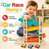 Montessori Toys for 1 Year Old Boy, Wooden Car Ramp Toy with 4 Cars & Parking Area, Race Track Ramp Racer for Toddlers 1-3, Educational Toddler Car Toys, Birthday Gifts for Boys Girls 12+ Months view 3