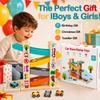 Montessori Toys for 1 Year Old Boy, Wooden Car Ramp Toy with 4 Cars & Parking Area, Race Track Ramp Racer for Toddlers 1-3, Educational Toddler Car Toys, Birthday Gifts for Boys Girls 12+ Months view 4