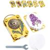 2PCS Mini Flower Press Keychain Full Micro Flower Press Kit with 20PCS Paper Handcrafted Gold Metal Miniature Preserving Tool with Secure Straps Perfect for Hikes and On-The-Go DIY Crafts (Gold-E) view 1