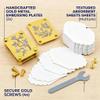 2PCS Mini Flower Press Keychain Full Micro Flower Press Kit with 20PCS Paper Handcrafted Gold Metal Miniature Preserving Tool with Secure Straps Perfect for Hikes and On-The-Go DIY Crafts (Gold-E) view 3