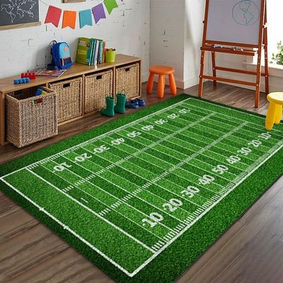 Sports Field Area Rug,Race Track Football Basketball Grass Kids Playmat Fun Carpet with Anti Skid Rubber Backing Washable Colorfast Children's Bedroom Living Room Nursery Classroom(Color 6,3x4ft)