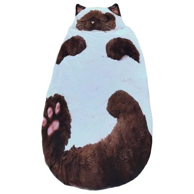 Kronabelle Cat Envelope Sleeping Bag, Adorable Winter Adult Plush Sleeping Bag, White and Brown