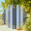 Modern Blue Black Stripe Round Wind Spinner 10", 3D Stainless Steel Wind Spinners for Yard and Garden Retro Gradient Striped Line Indoor Outdoor Metal Hanging Craft Ornaments for Porch Lawn Home view 1