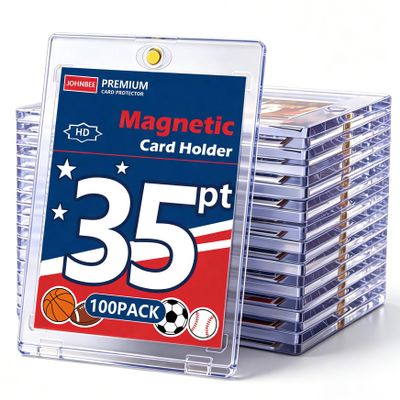 100ct Magnetic Card Holder - 35pt Hard Cases for Trading Cards, Premium UV Protection Hard Plastic Card Protector, Fits Standard 2.5"X 3.5" Sports, Baseball, Football Cards, Display & Storage
