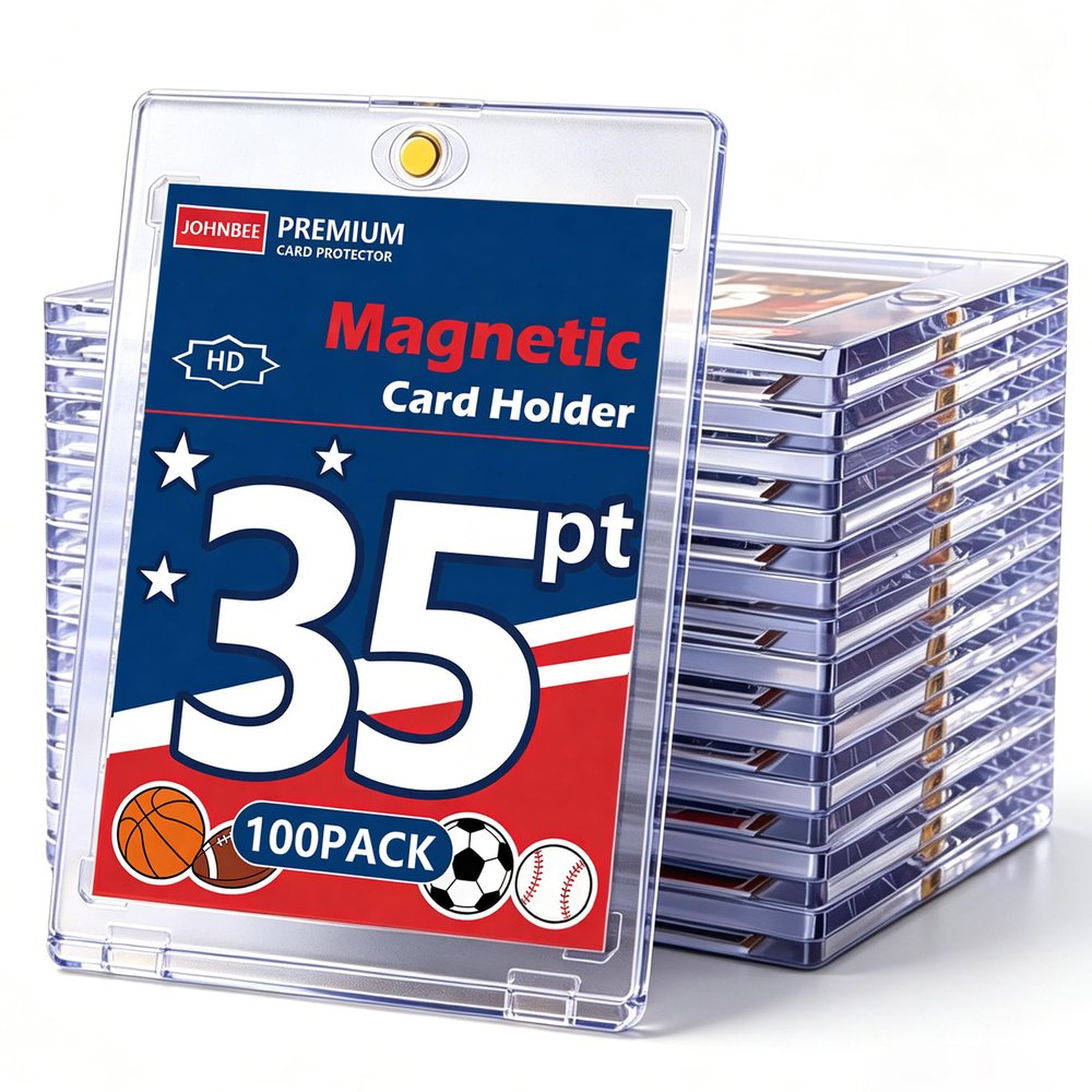 100ct Magnetic Card Holder - 35pt Hard Cases for Trading Cards, Premium UV Protection Hard Plastic Card Protector, Fits Standard 2.5"X 3.5" Sports, Baseball, Football Cards, Display & Storage