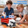 Race Track Truck Toys for 3 4 5 6 Years Old Kids - Carrier Truck Transport Car with 6 Die-Cast Cars Toys, 4-In-1 Truck with 2 Foldable Race Tracks, Christmas Birthday Gifts Toy for Toddler Boys, White view 4