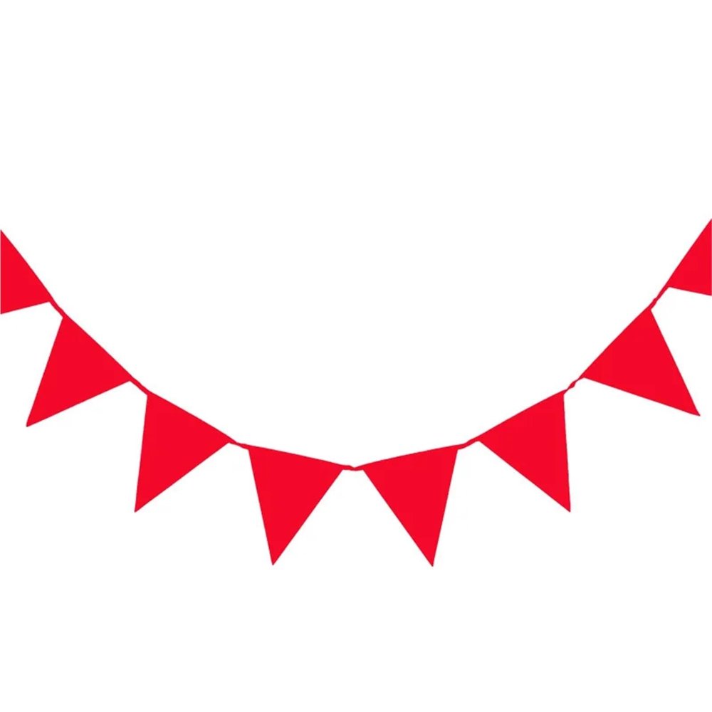 24Feet 20Flags Full White Garland Pennant Bunting Wedding Decoration Fabric Banners Party Bridal Decoratio(Red)