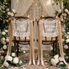 2 Pcs Custom Lace Wedding Chair Signs With Adjustable Long Streamers - Sheer Tulle Just Married Banners For Ceremony Seating, Scratch-Free Tie-On Decor For Hotel & Outdoor Reception, 18.5" X 13" view 1