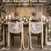 2 Pcs Custom Lace Wedding Chair Signs With Adjustable Long Streamers - Sheer Tulle Just Married Banners For Ceremony Seating, Scratch-Free Tie-On Decor For Hotel & Outdoor Reception, 18.5" X 13" view 4