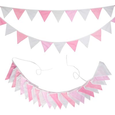 2sets 5.1M Cotton Fabric Bunting 24 Pennant Flags Wedding Party Decor Banner Home Baby Shower Carnival Garland(NO052)
