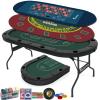 8 Player Foldable Poker Table Top 4-in-1 Casino Game Set for Texas Hold'em, Blackjack, Hi-Lo Dice & Roulette, Portable Folding Table Mat with Cup Holders & Full Props for Home Party, Game Night view 1