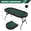 8 Player Foldable Poker Table Top 4-in-1 Casino Game Set for Texas Hold'em, Blackjack, Hi-Lo Dice & Roulette, Portable Folding Table Mat with Cup Holders & Full Props for Home Party, Game Night view 2