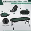 8 Player Foldable Poker Table Top 4-in-1 Casino Game Set for Texas Hold'em, Blackjack, Hi-Lo Dice & Roulette, Portable Folding Table Mat with Cup Holders & Full Props for Home Party, Game Night view 4