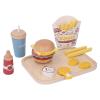 NOENNULL Wooden Play Fast Food Hamburger Set Educational Kitchen Accessories Toy for Kids 24 Pieces Sensory Game Learning Experience Indoor Feeling Birch Wood view 3