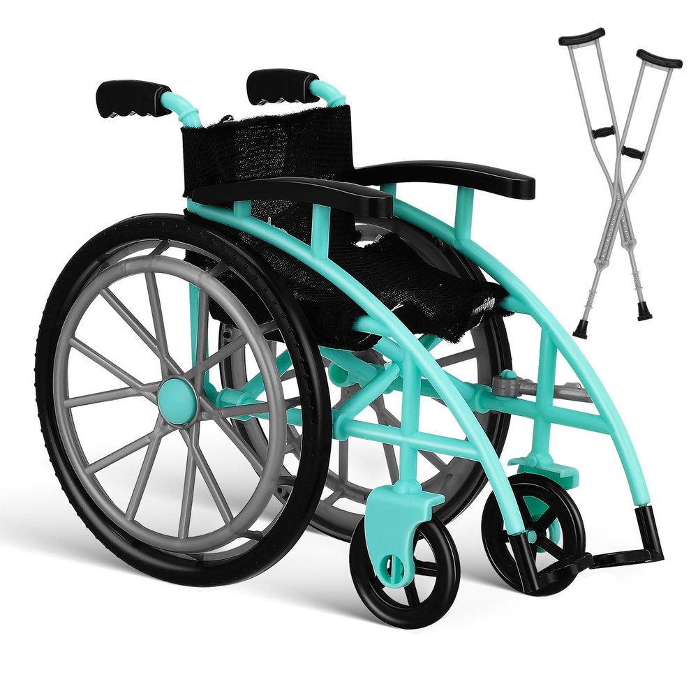 Homoyoyo 1 Set of Simulation Wheelchair Miniature Wheelchair Model Doll House Crutch Set