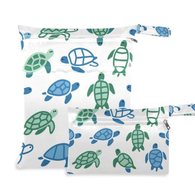 Gkseojer Sea Turtle Seamless Wet Bags Set of 2 Pcs Reusable Wet Dry Bags for Diaper Swimsuit Fitness