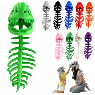 2026 New Dinosaur Skeleton Costume, 3D Spinosaurus Skull Mask & Plush Spine, for Dress-Up Play (Green,47in)