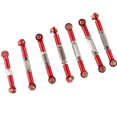 Alomejor RC Car Metal Pull Rods, 7pcs Servo Linkage Set with Screwdriver for 144001 1 14 Scale RC Car, Lightweight Durable (Red)