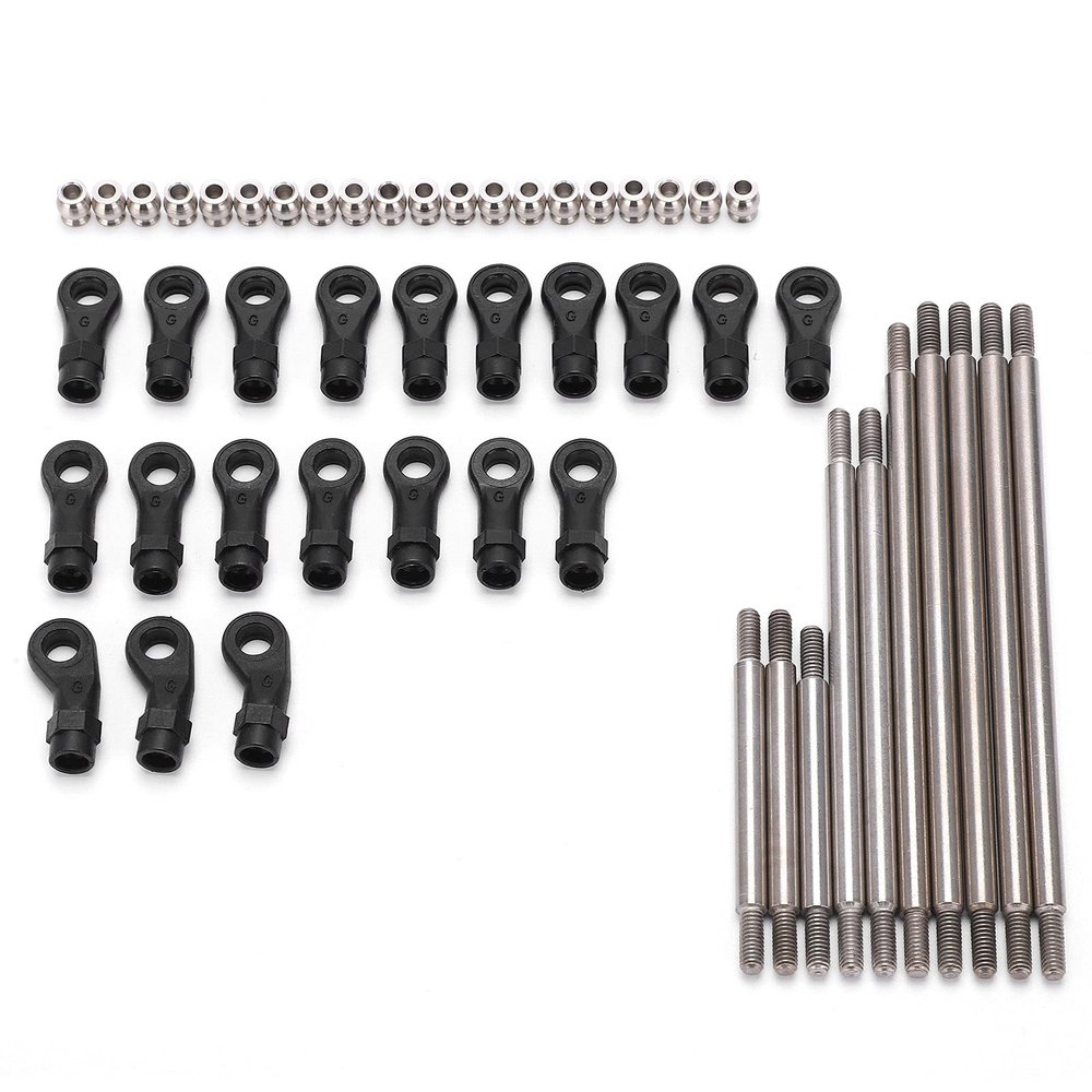Alomejor RC Metal Link Tie Rod Pull Rod, Stainless Steel Upgrade Kit for 1/10 RC Car, with Ball End Set for Improved Durability and Stability