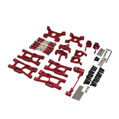ZenithRide Metal Upgrade Parts Compatible with 1/12 and 1/14 Scale Remote Control Cars Includes Front and Rear Swing Arms, Steering Components, and Shock Absorber Rods(Red)