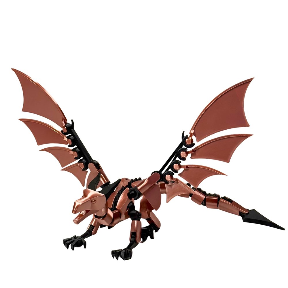 Dummy 13 Dragon Action Figure, Custom Color Wings & Body with Black Frame, Fully Articulated Design - 13" Long with 14" Wingspan (Small) (Sparkle Green)