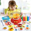 Solinder Kids Hot Pot DIY Cooking Toys Safe Material Simulation Hot Pot Machine for Toddlers Plastic Material (Red) view 4