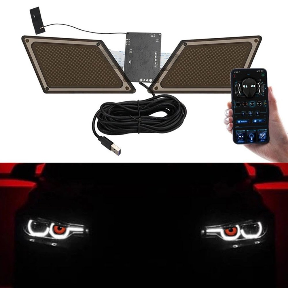 Cokvbato Devil's Eye Led Display For Car Headlight Modification DIY Animation Angle Eyes Pattern Turn Signal Lamp 12V