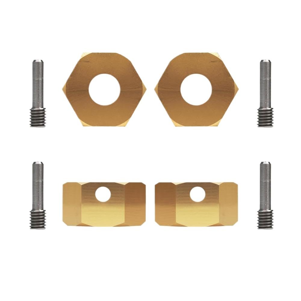 12MM Extended Wheel Hex Heavier Brass Adapter 4PCS Compatible with RC Car Parts RC Crawler Models 1 10 Scale Models(SCX10 III Brass 6mm)