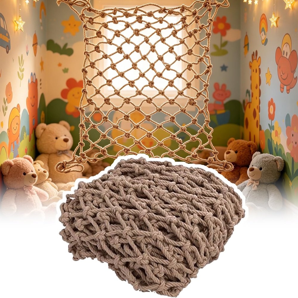 10x20FT / 3x6(M), Heavy Climbing Frame Net, Rope Netting Cargo Net for Playground, Rock Ladder, Wall Hammock, (Rope Dia 1cm)