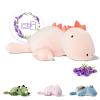 KOWSI Microwavable Heating Pad Pink Stegosaurus Plush - 1.4 Lb Weighted Stuffed Animal Toy with Tourmaline Beads & Lavender - 16" Squished Long Dinosaur Pillow - Lumbar Back Cushion Lasting Warmth view 1