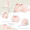 KOWSI Microwavable Heating Pad Pink Stegosaurus Plush - 1.4 Lb Weighted Stuffed Animal Toy with Tourmaline Beads & Lavender - 16" Squished Long Dinosaur Pillow - Lumbar Back Cushion Lasting Warmth view 3