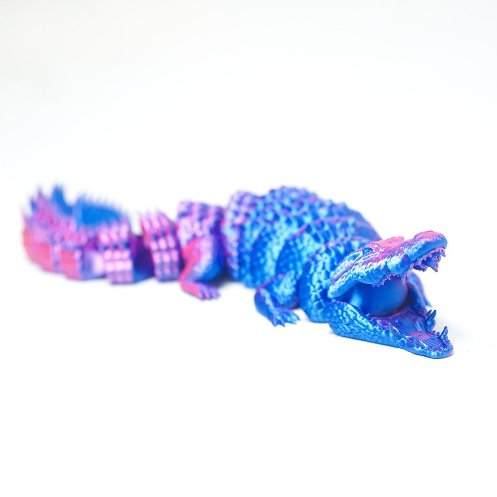3D Printed Crocodile,Movable Mouth,Flexible Joint Animal lacertid Figurines, Home Office Decor,Articulated Fidget Toy for Adults Teens Surprise Festival Gifts (RB)