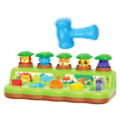 INTMEDIC Pop Up Toy for Toddlers for 12-18 Months, Pop Up Animal Toy with Toy Hammer, Follow the Light Interactive Learning Toy, Cause and Effect Toy, Fine Motor Skills Montessori Toy